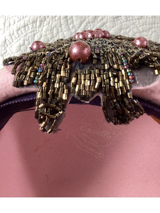 Mr. John Classic*Excello Vintage Pink Bollman Wool Hat* Bugle Beads*1950s Style